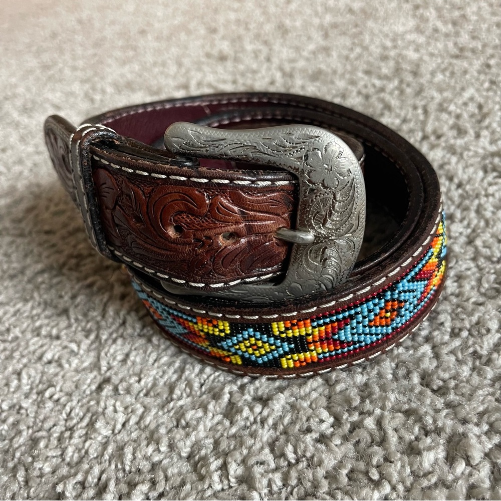 Twisted x Belts Beaded Leather Belt